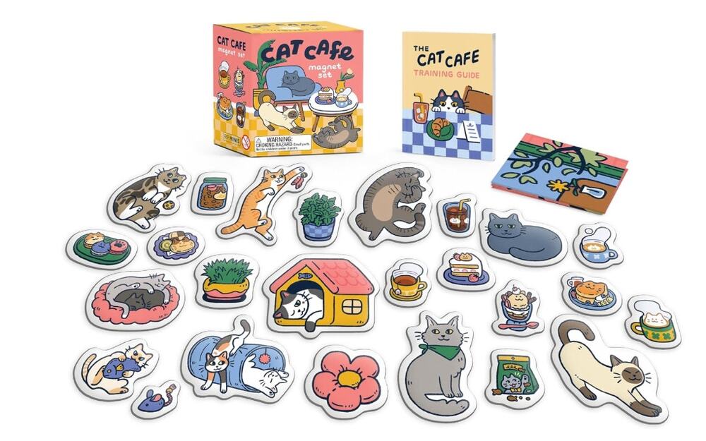 NIB Running Press Cat Cafe Desktop Magnet w/Book Cats Toy Gift Rp Minis
